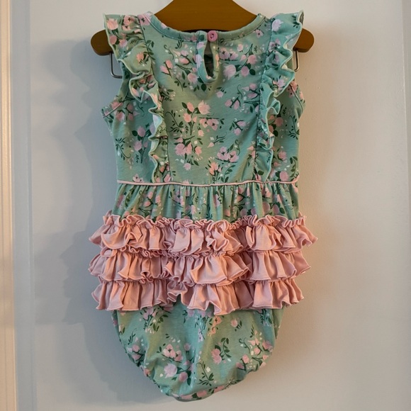 Ruffle Butts Baby Tea Roses Romper Bubble - Picture 2 of 5